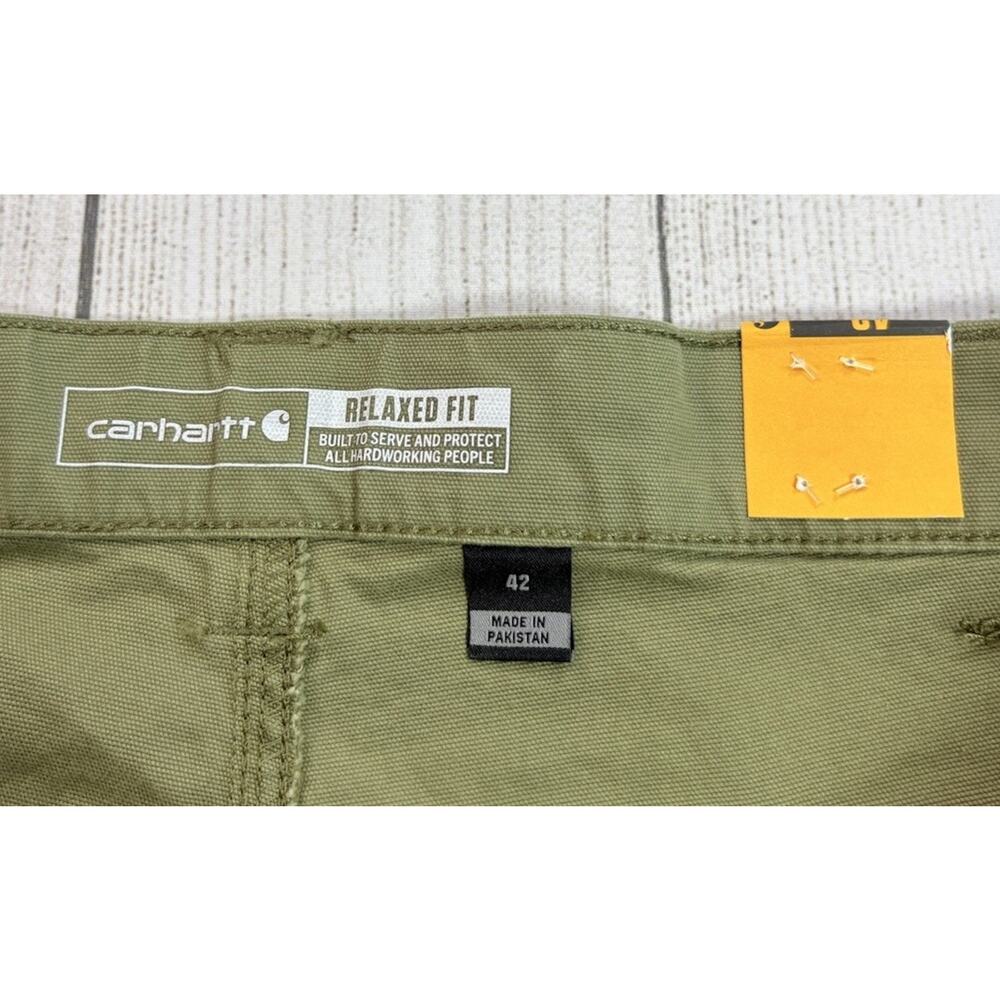 Carhartt Men’s Rugged Flex Relaxed Canvas Cargo Work Short Green Size 42 - Picture 5 of 7